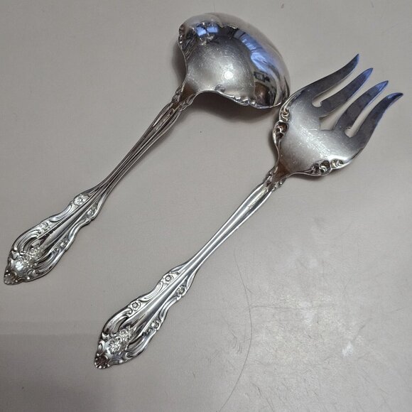 2pc Oneida Silver Artistry Solid Gravy Ladle & Meat Fork Serving Set 1965 - Picture 2 of 8